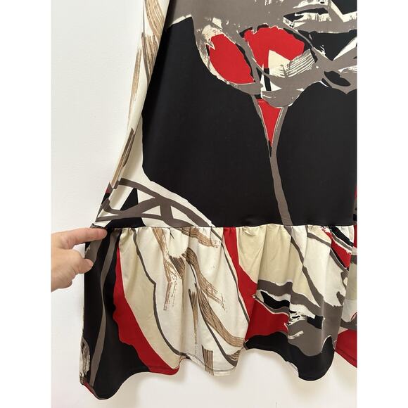 Lane Bryant Floral Maxi Dress Tiered Black Red Babydoll Slinky Stretch Sz 22/24 - Picture 5 of 9